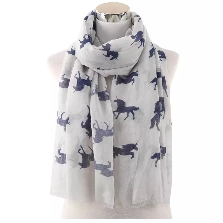 💙 Scarf: Navy Unicorns ~ Gray