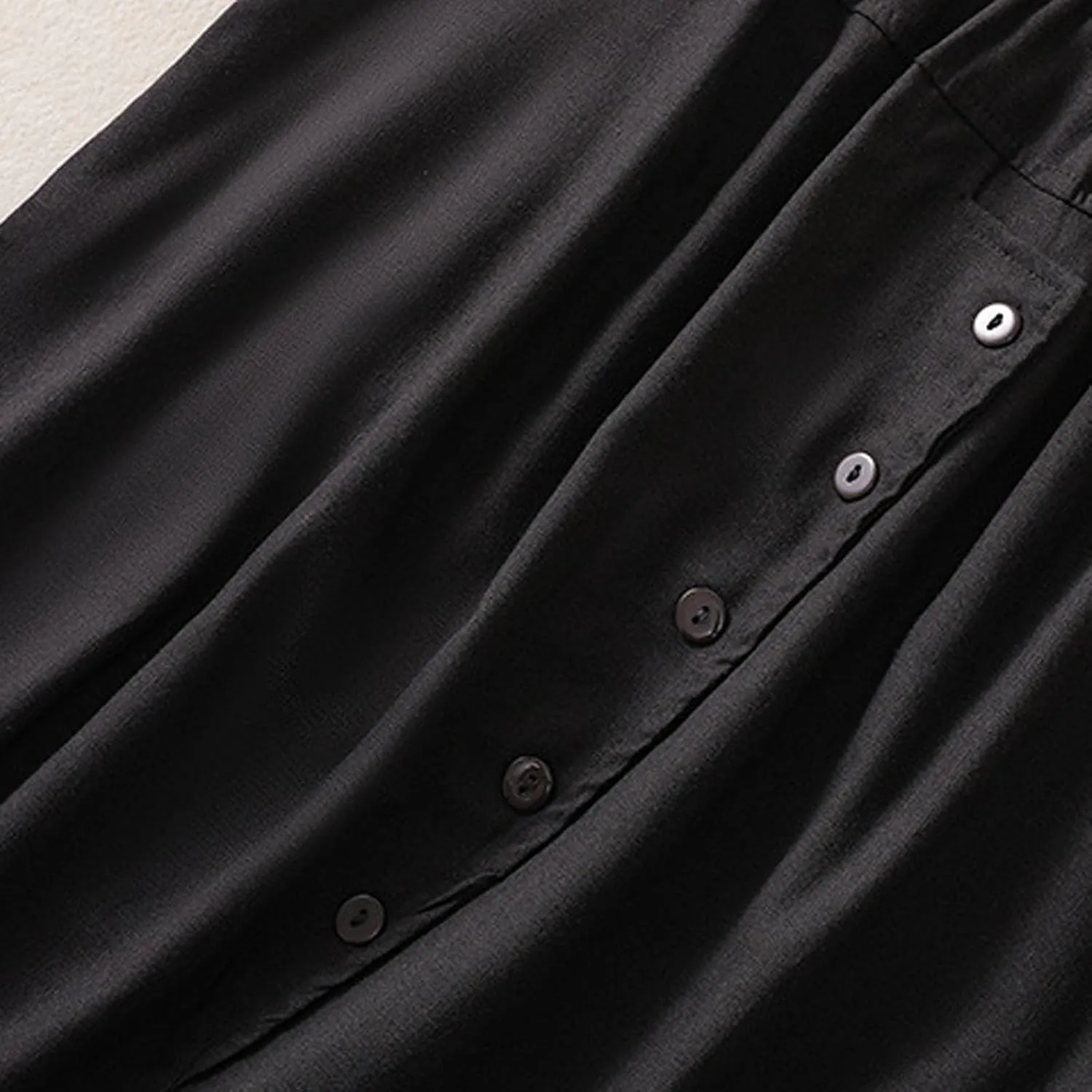 2024 Summer Skirts for Women Solid Color Casual Pleated Skirt Elastic Waist Elegant Button Midi Skirts with Pocket