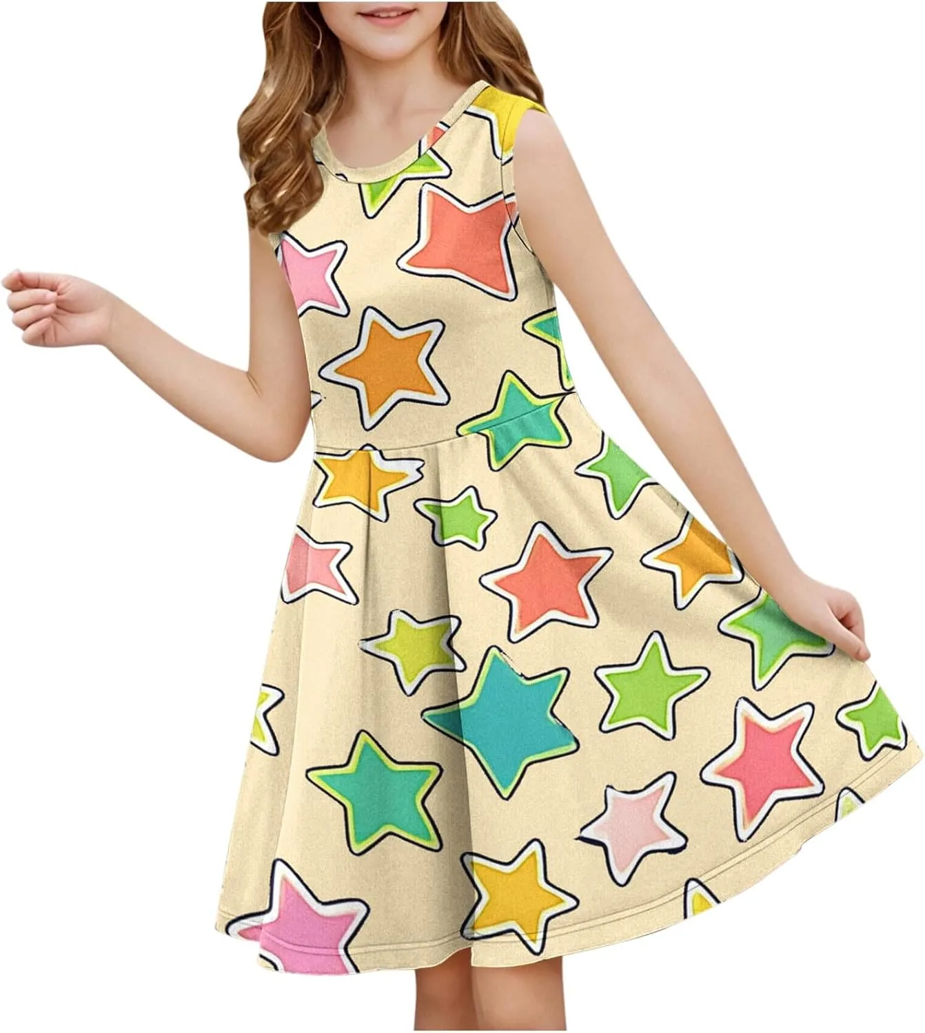 2025 Spring Dresses for Girls Summer Casual Sleeveless Sundresses Fashion Flowy A-Line Party Dress Comfy Swing Dress