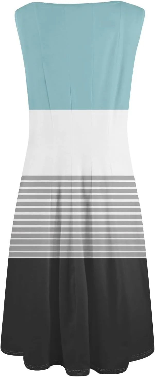 ADHOWBEW Easter Dresses for Women 2025 Casual Flowy Sexy Plus Size Sleeveless Vacation Tropical Dresses