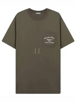 Atelier Chest Pocket Cotton Jersey Short Sleeve T-Shirt Khaki