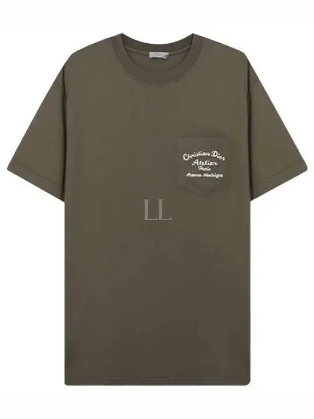 Atelier Chest Pocket Cotton Jersey Short Sleeve T-Shirt Khaki