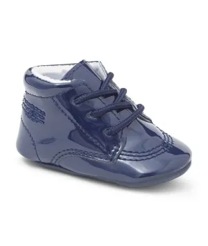 Baby Boys Navy Blue Lace Up Soft Sole Pram Shoes