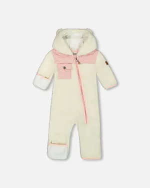 Baby One-Piece Sherpa Mid-Season Outerwear Off-White And Pale Pink