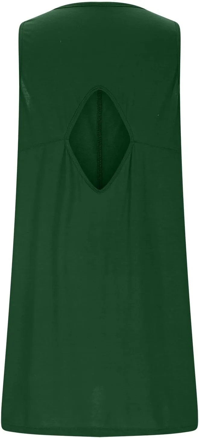 Backless Mini Dress Women 2025 Sleeveless Crewneck Solid Color Loose Summer Casual Sexy Open Back Vacation Outfits