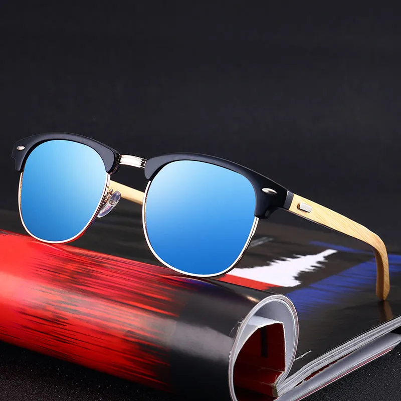 Bamboo Classic Sunglasses - Black, Blue & Silver