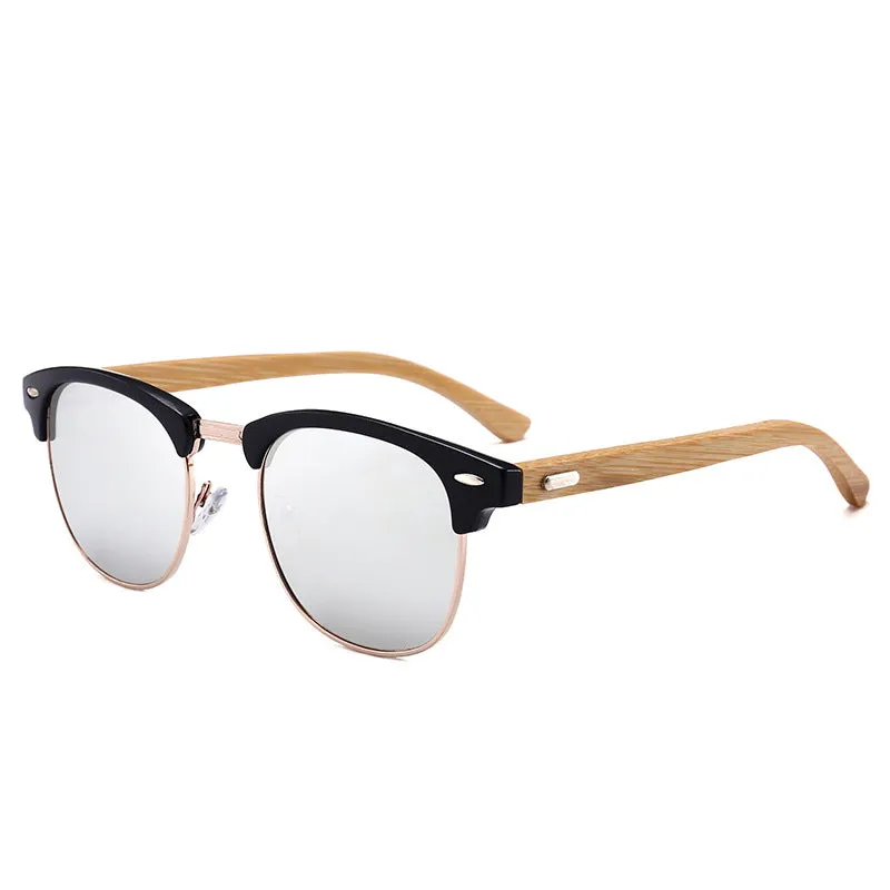 Bamboo Classic Sunglasses - Black, Blue & Silver