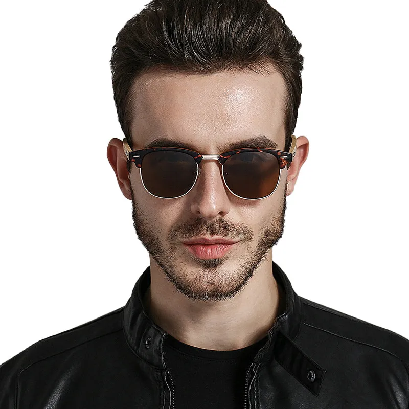 Bamboo Classic Sunglasses - Black, Blue & Silver