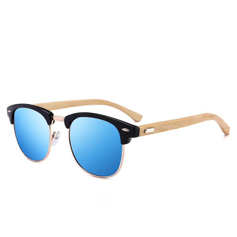 Bamboo Classic Sunglasses - Black, Blue & Silver