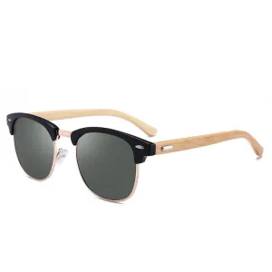 Bamboo Classic Sunglasses - Black, Blue & Silver