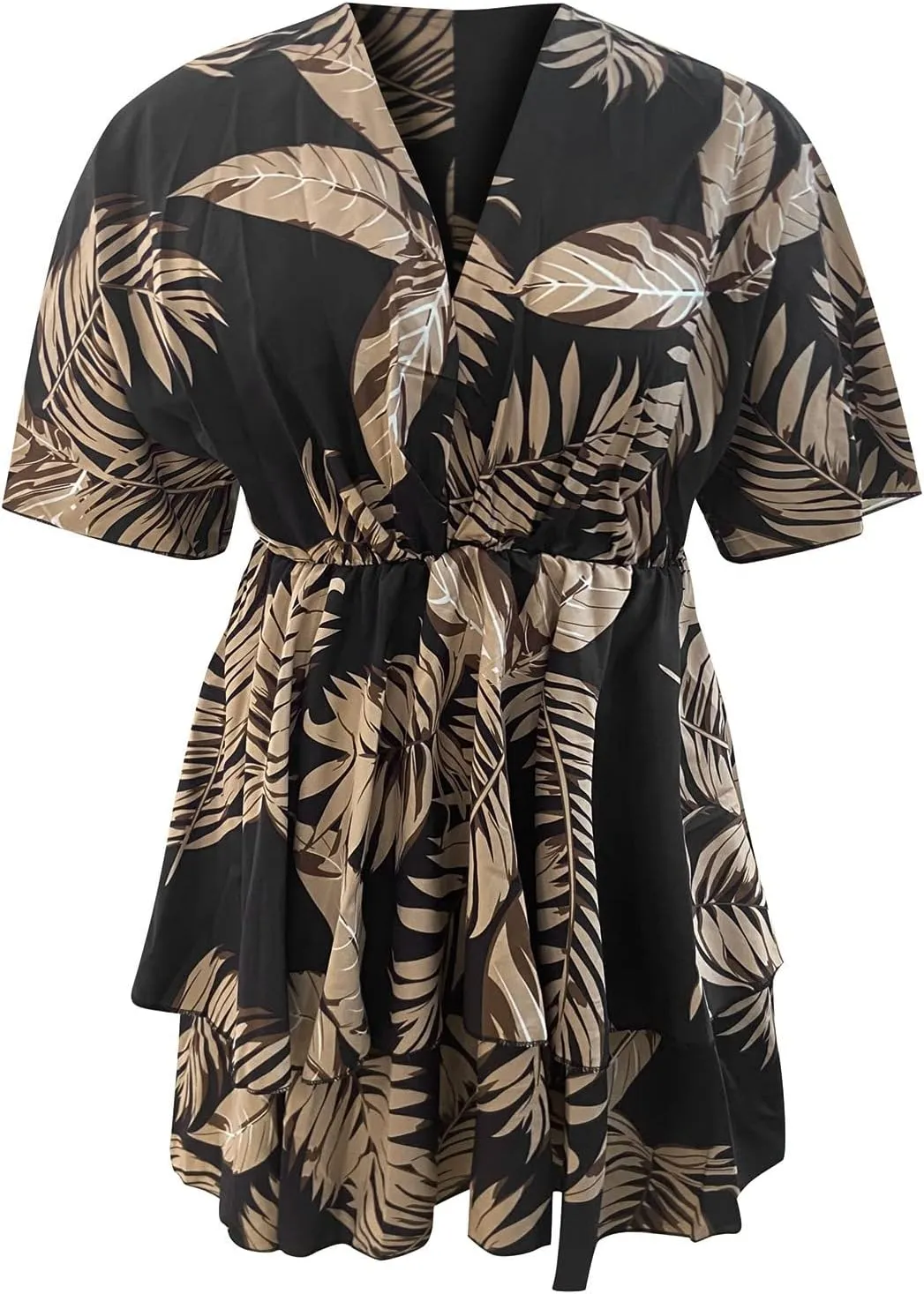 Beach Dresses for Women Vacation Short Batwing Sleeve V Neck Summer Trendy Dress Ruffle Boho Mini Sundress