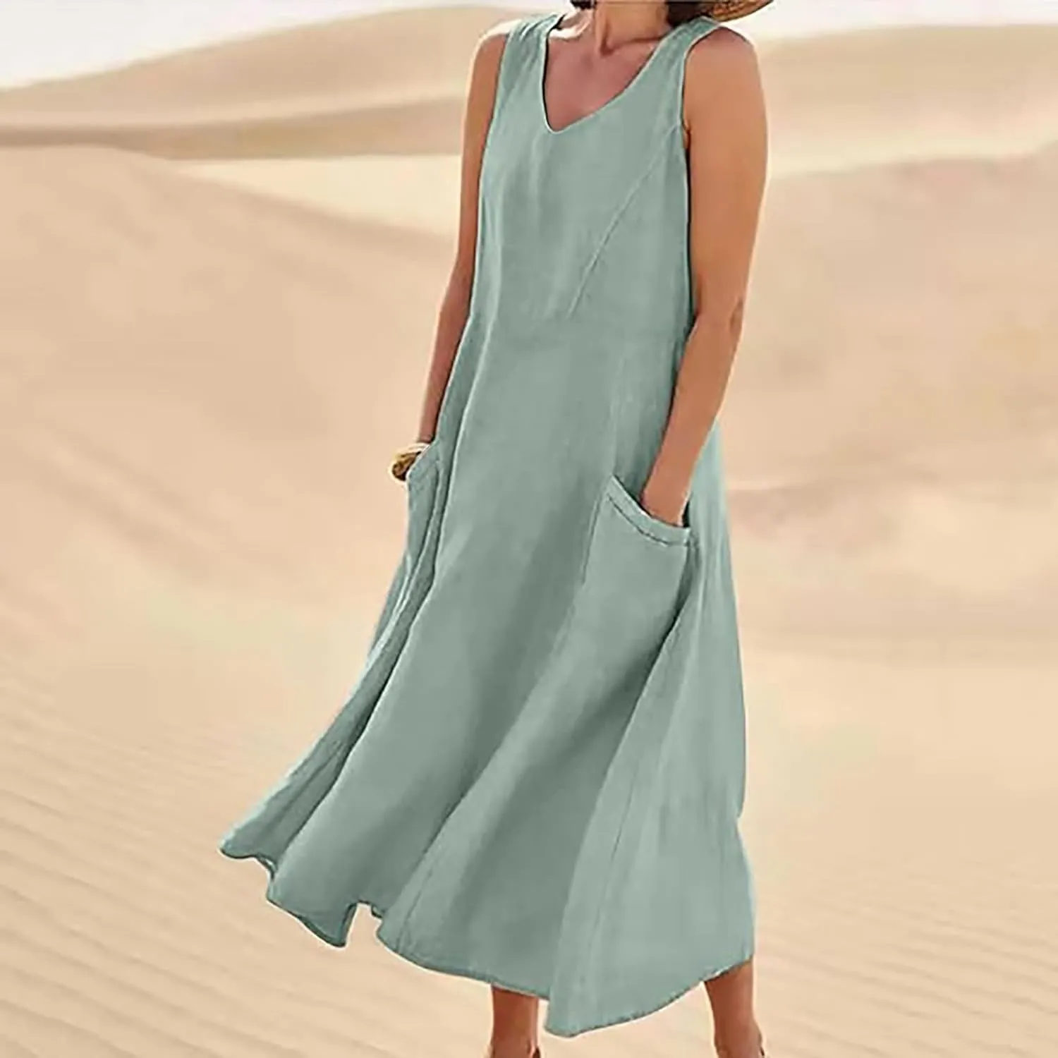 Beach Vacation Clothes for Women Beach Fashion Vacation Essentials Summer Dresses for Women 2025 Cotton Linen Maxi Dress