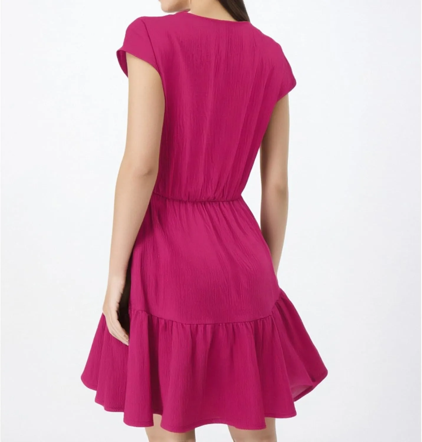 Beach Vacation Clothes for Women Fashion Casual V-Neck Ruffle Short Sleeve Dresses Beach A-Line Mini Dress Sundress