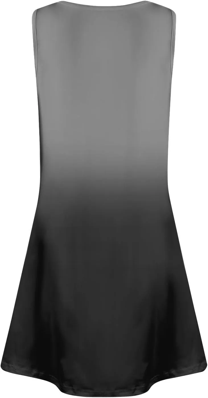 Beach Vacation Dresses Sleeveless V Neck Gradient Boho Vintage Flowy Tank Mini Dress 2025 Summer, S-3XL