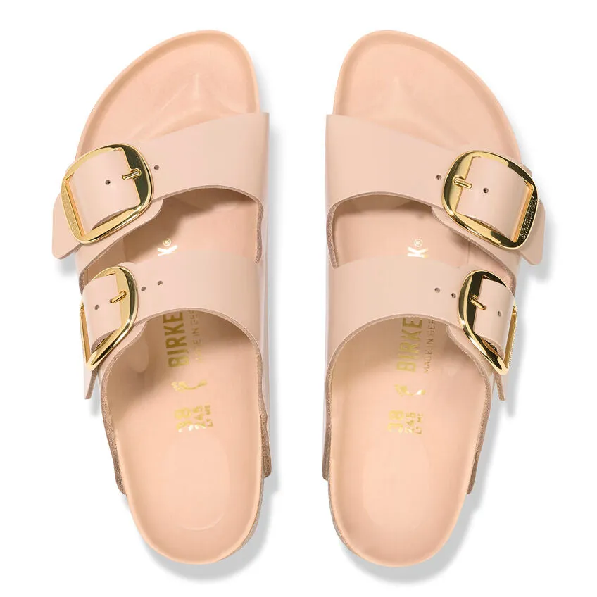 BIRKENSTOCK Arizona Big Buckle High Shine New Beige Leather Patent Slides
