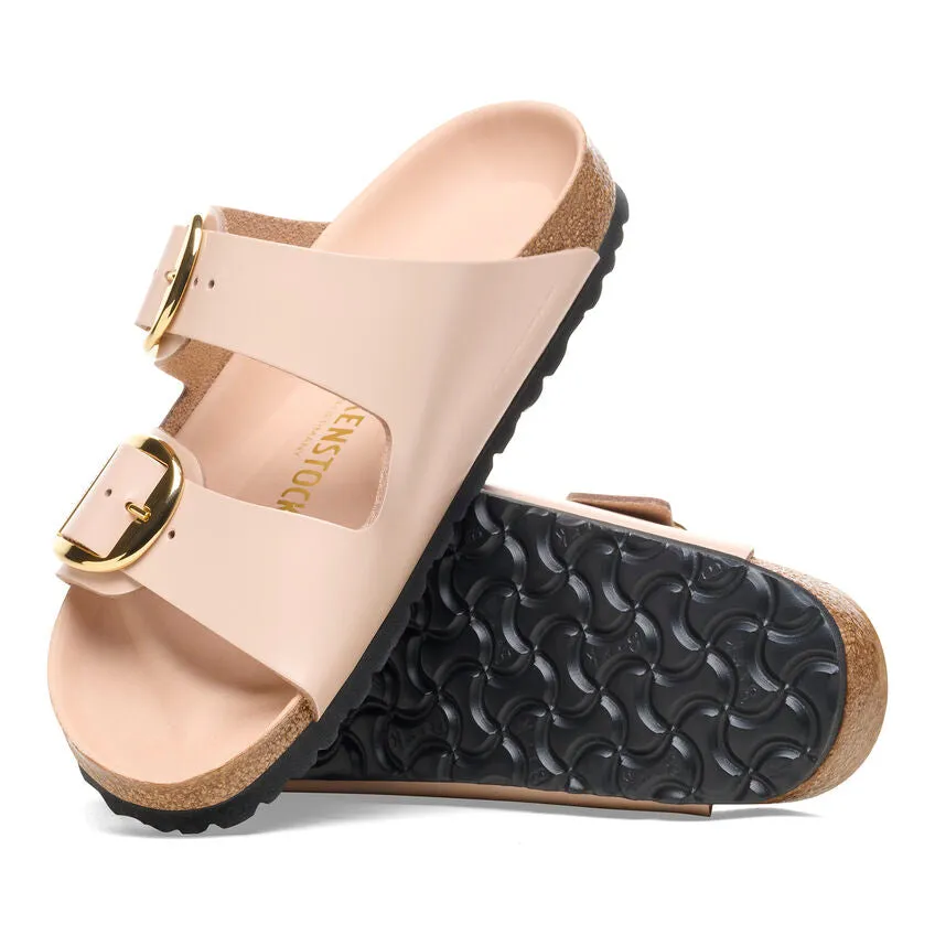 BIRKENSTOCK Arizona Big Buckle High Shine New Beige Leather Patent Slides