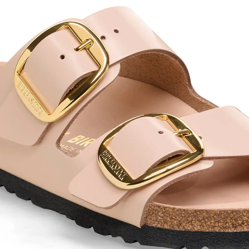 BIRKENSTOCK Arizona Big Buckle High Shine New Beige Leather Patent Slides