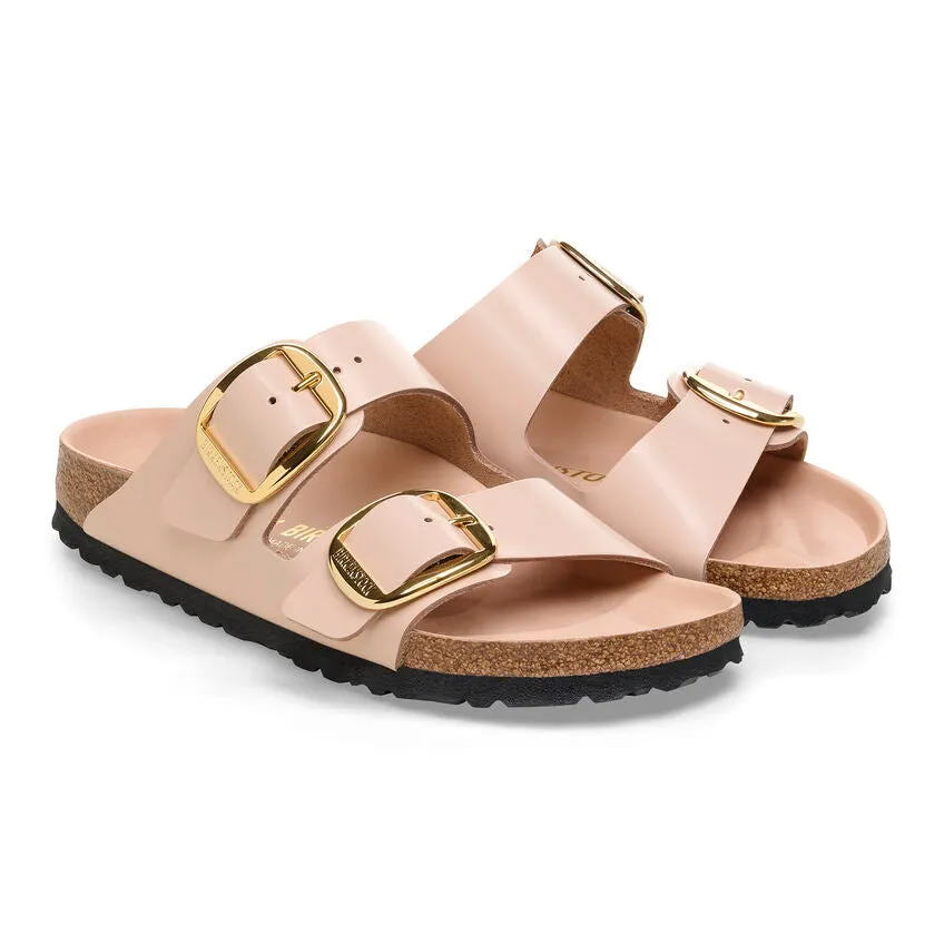 BIRKENSTOCK Arizona Big Buckle High Shine New Beige Leather Patent Slides