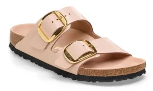 BIRKENSTOCK Arizona Big Buckle High Shine New Beige Leather Patent Slides