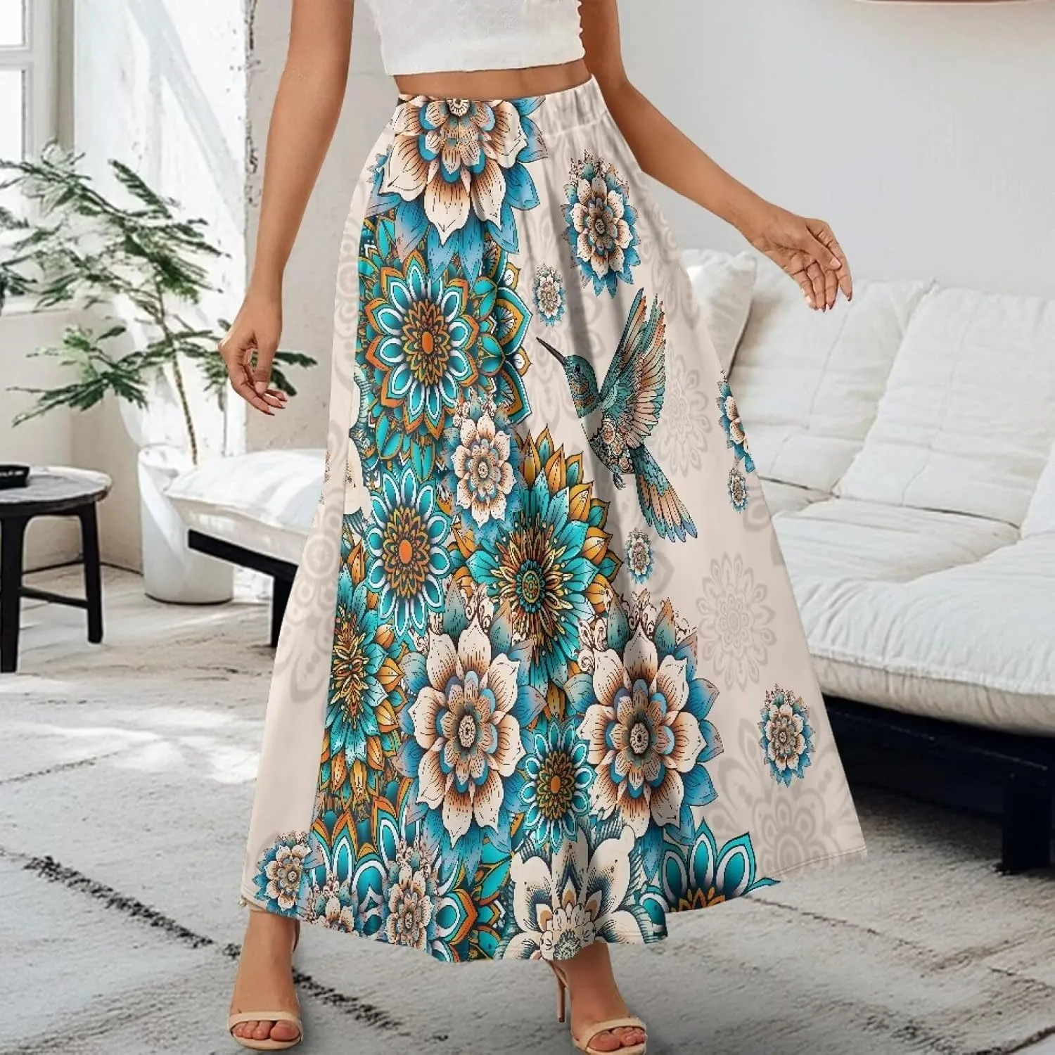 Biyejit Womens Skirt Midi Long Skirts High Waisted A Line Skirts Fall Skirts for Women Plus Size Swing Dress