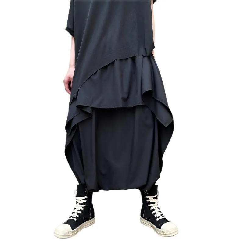Black Irregular Skirt Pants