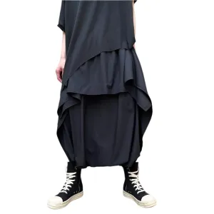 Black Irregular Skirt Pants