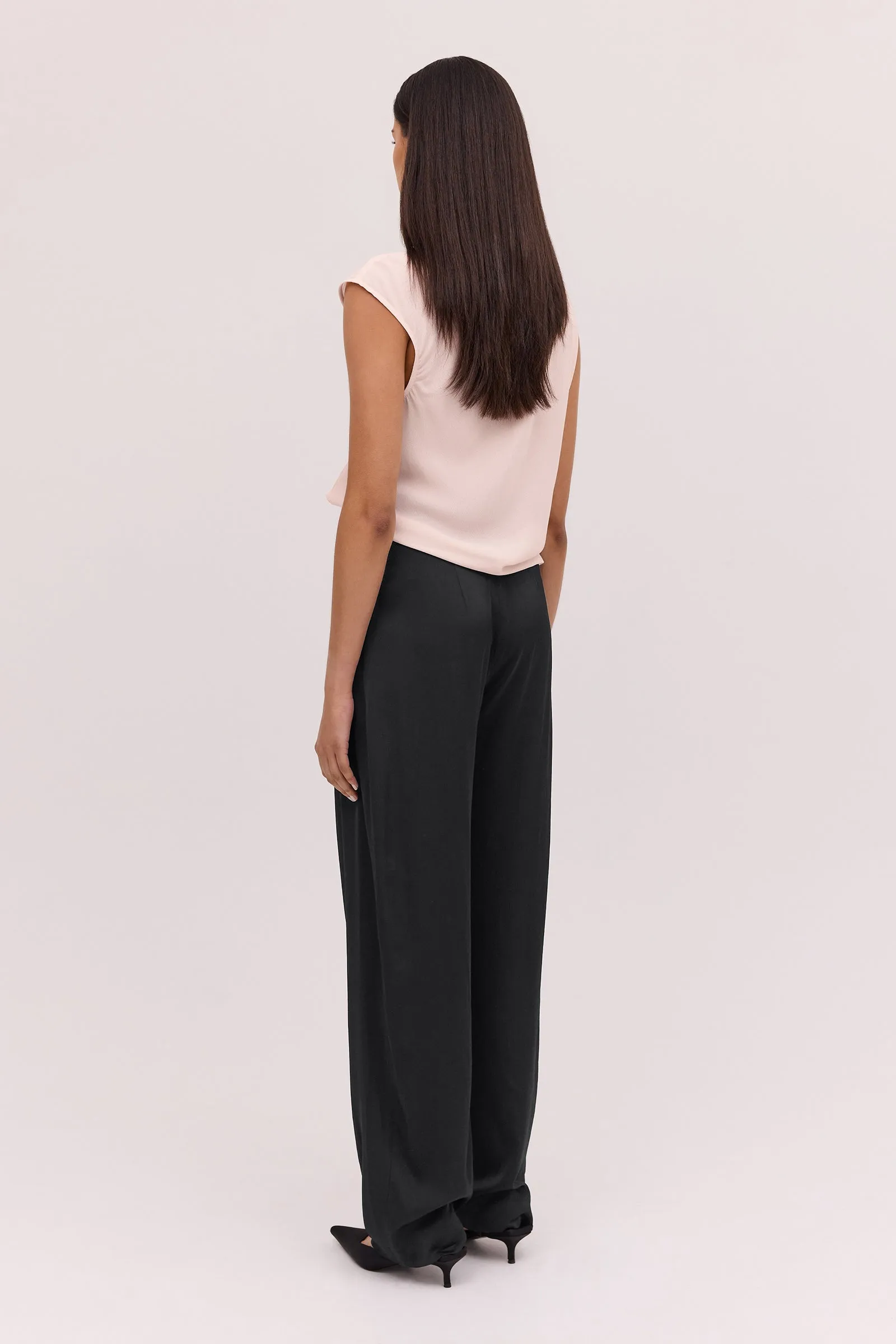 Black Satin Crepe Tondo Pant