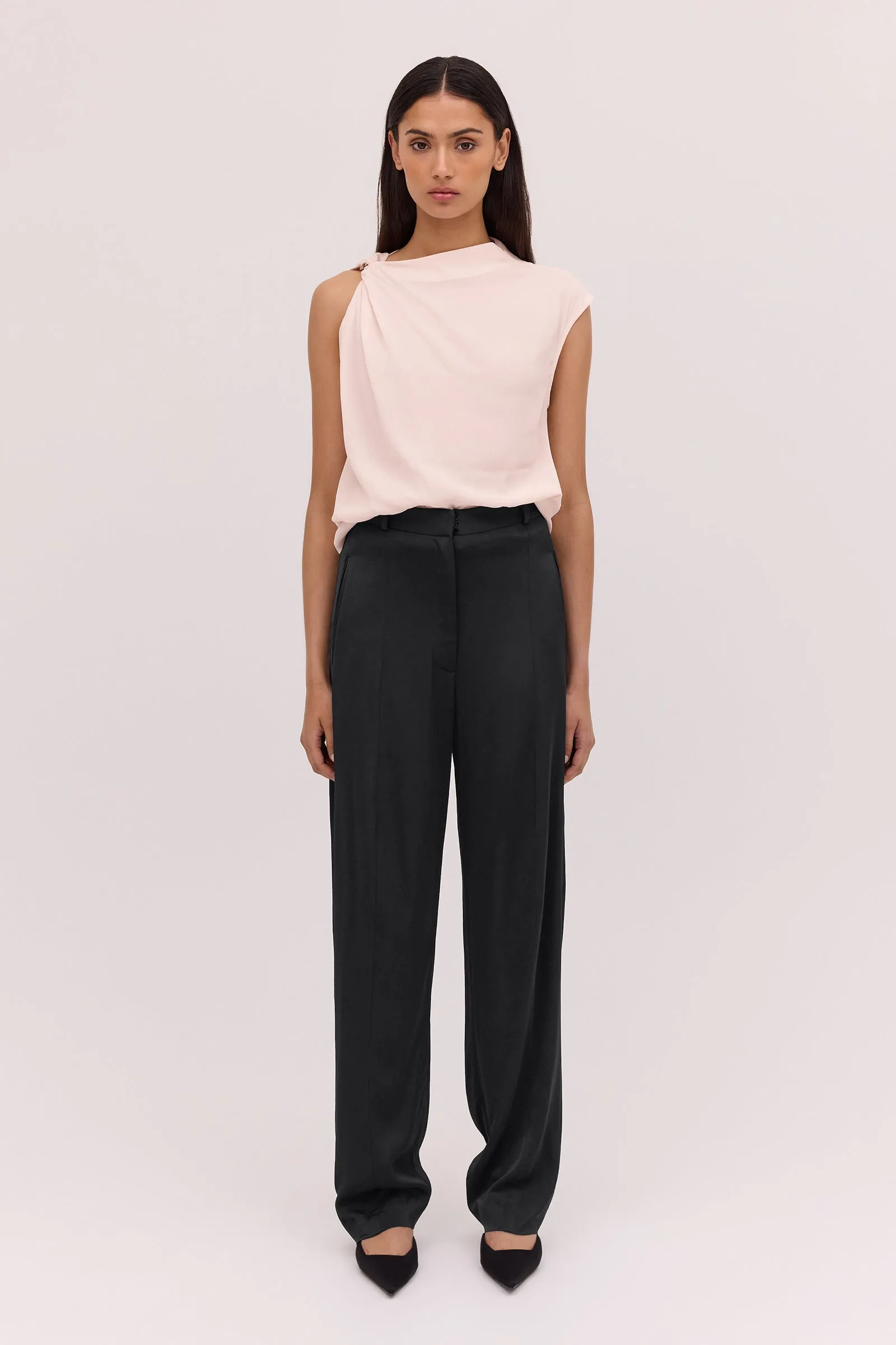 Black Satin Crepe Tondo Pant
