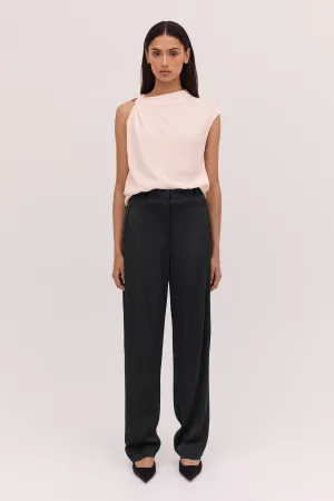 Black Satin Crepe Tondo Pant