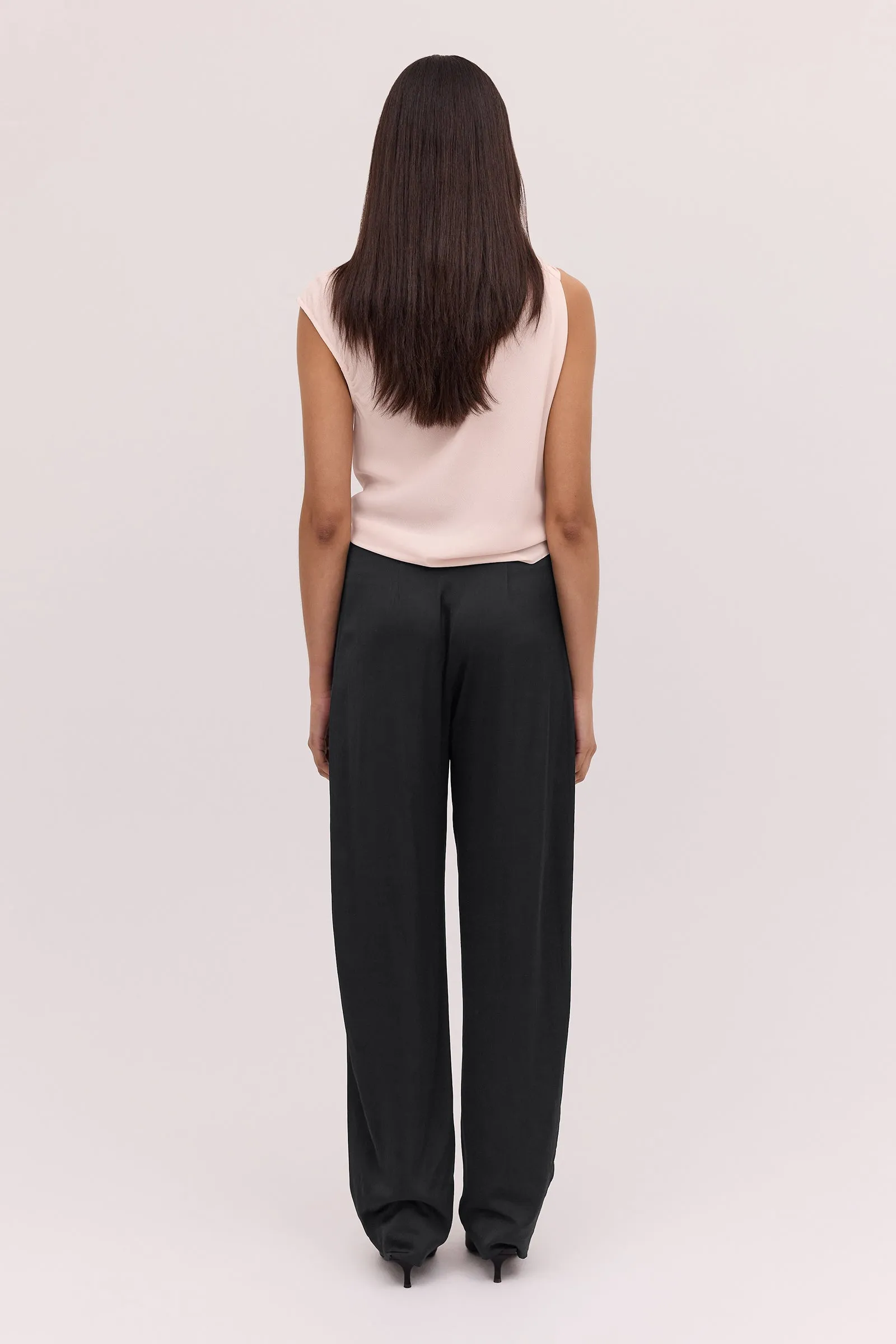 Black Satin Crepe Tondo Pant