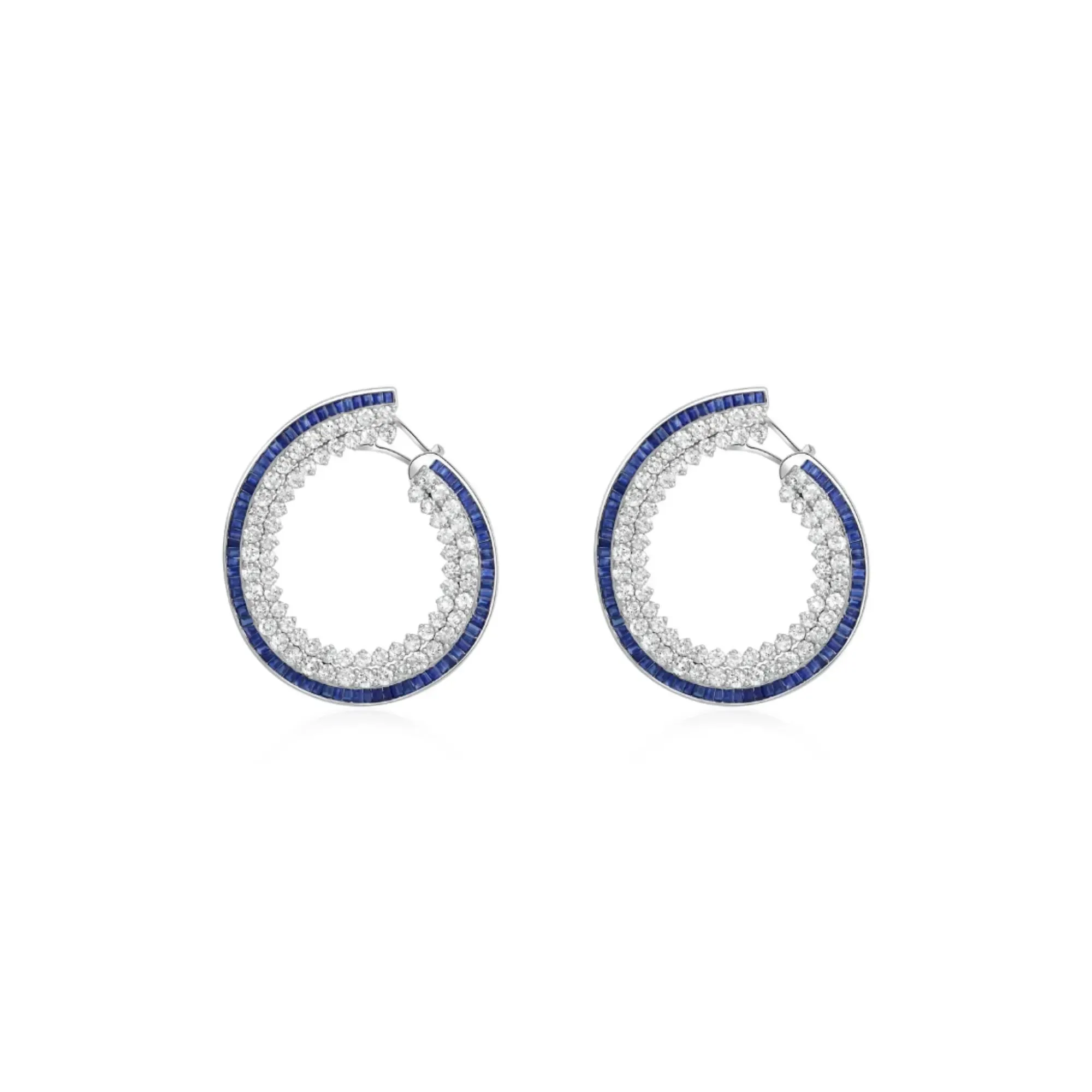 Blue Sapphire & Diamond Garland Earrings