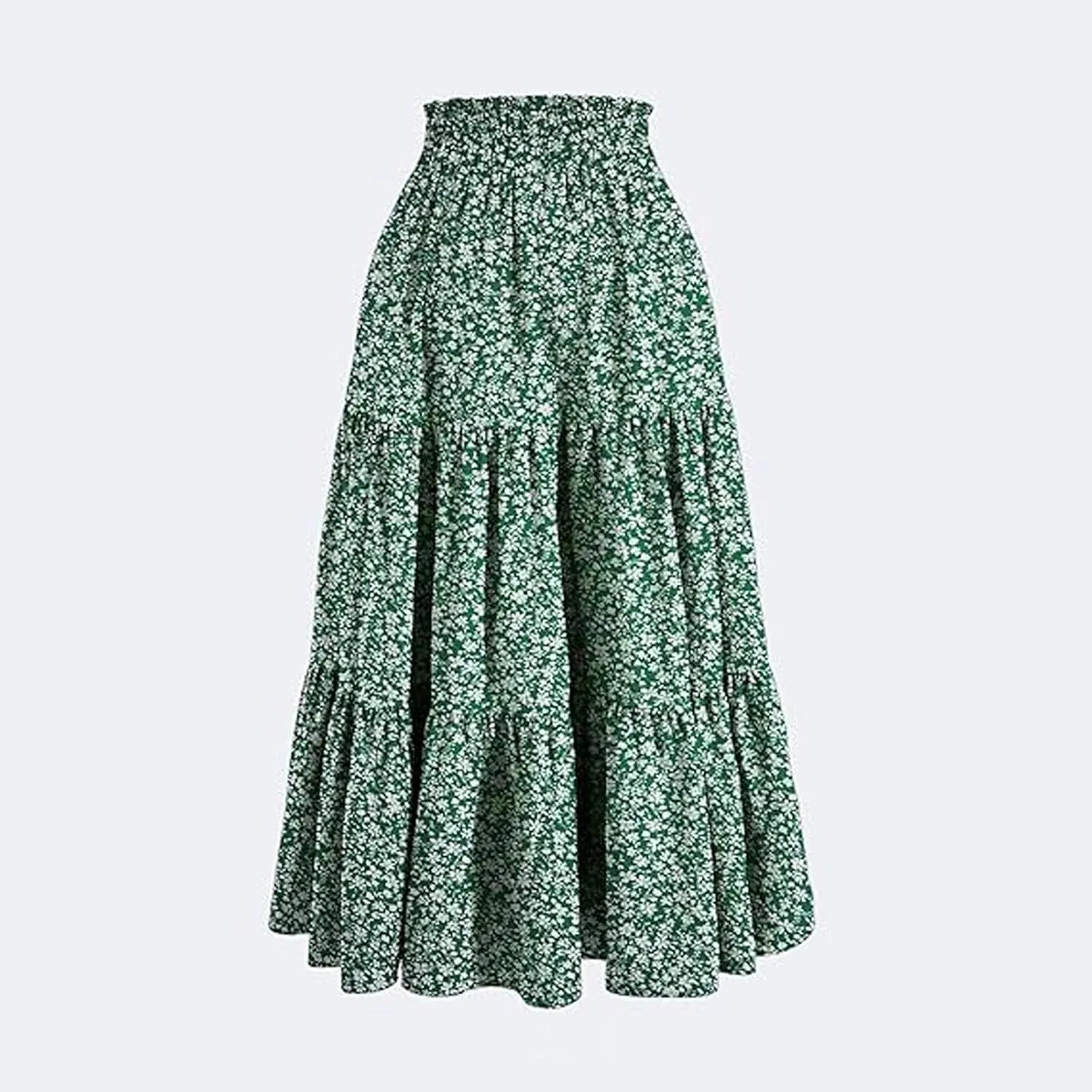 Boho Floral Maxi Skirts for Women Womens A-Line Pleated Long Skirts High Waisted Flowy Summer Dresses