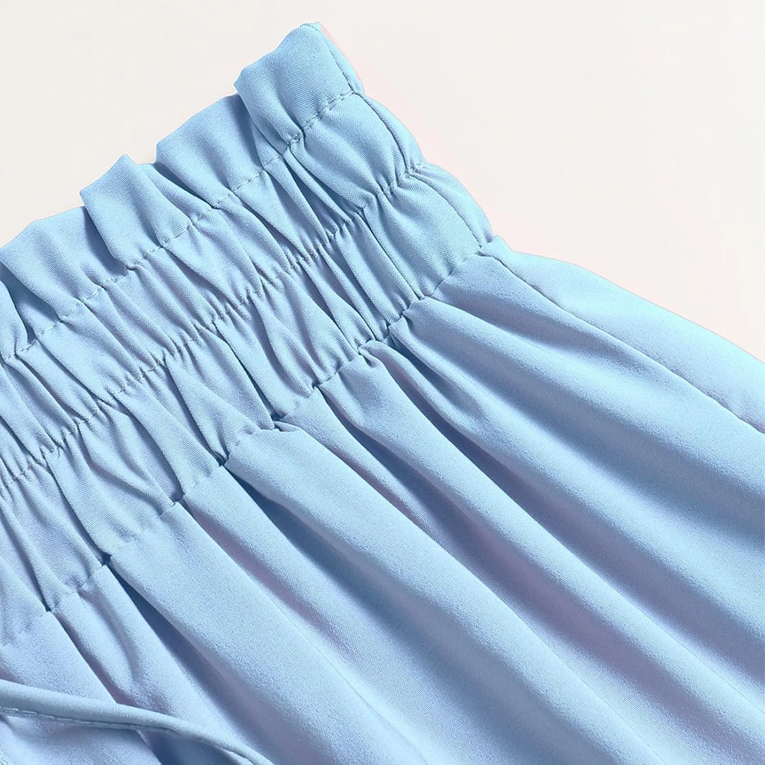Boho Skirts for Women Drawstring Elastic High Waisted Summer Midi Skirt Work A Line Tiered Pleated Skirts Knee Length