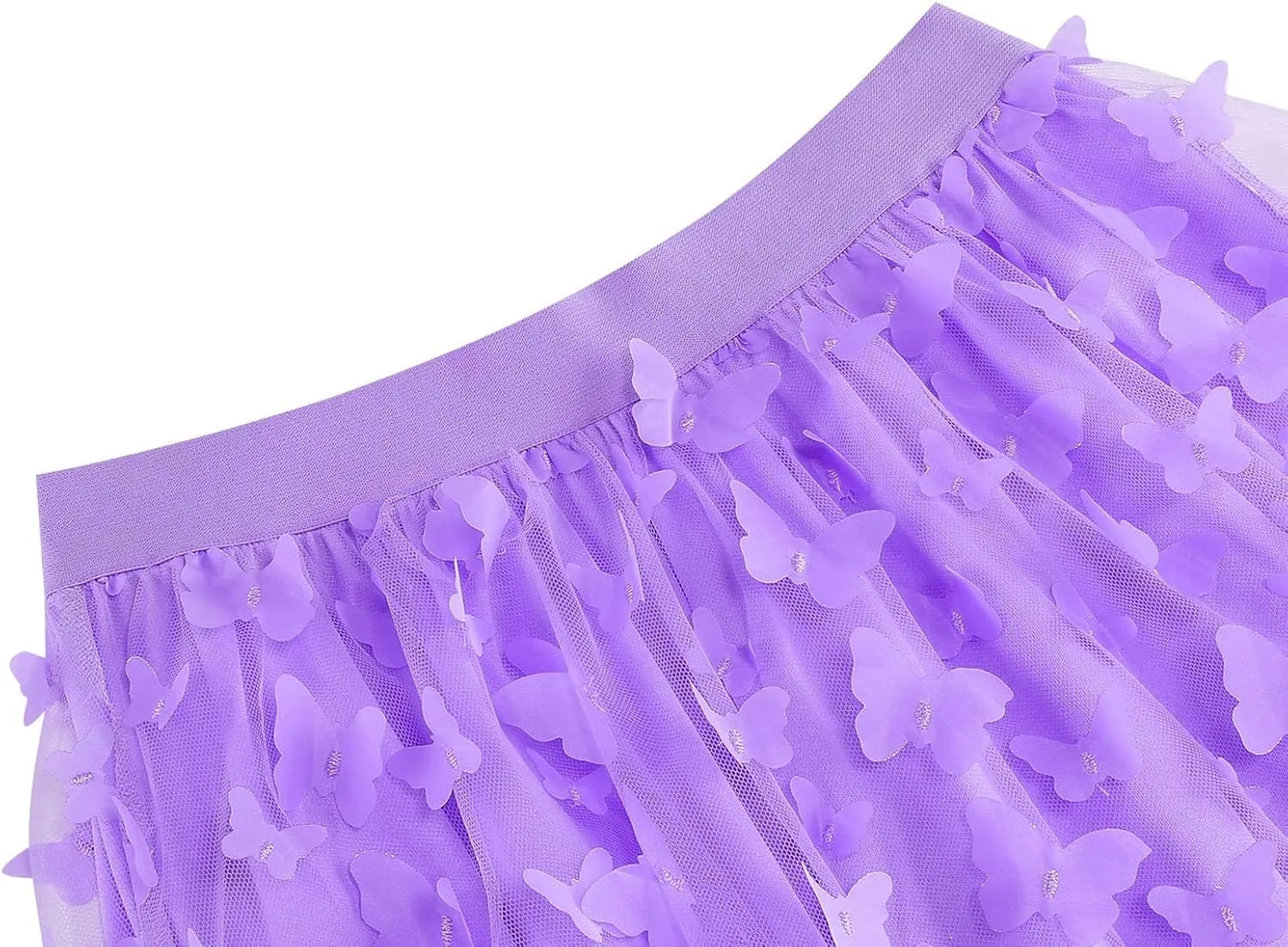 Butterfly Floral Embroidered Women's Skirts - Vintage Tulle Wedding & Prom A-Line Skirts with Elastic Waist Midi Skirt