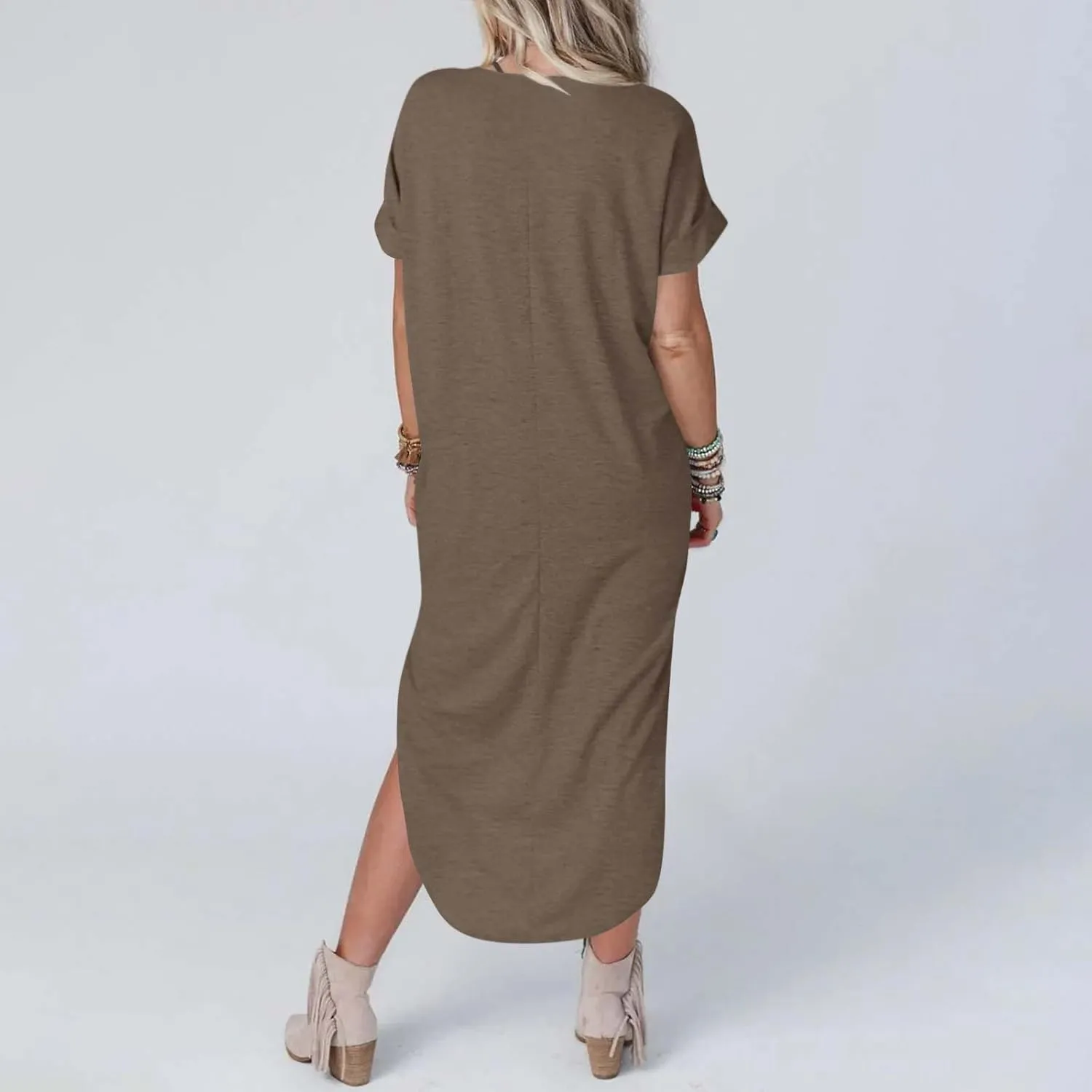 Casual Dresses for Women Summer Short Sleeve T-Shirt Dress Swing A Line Beach Vacation Sundresses with Pockets