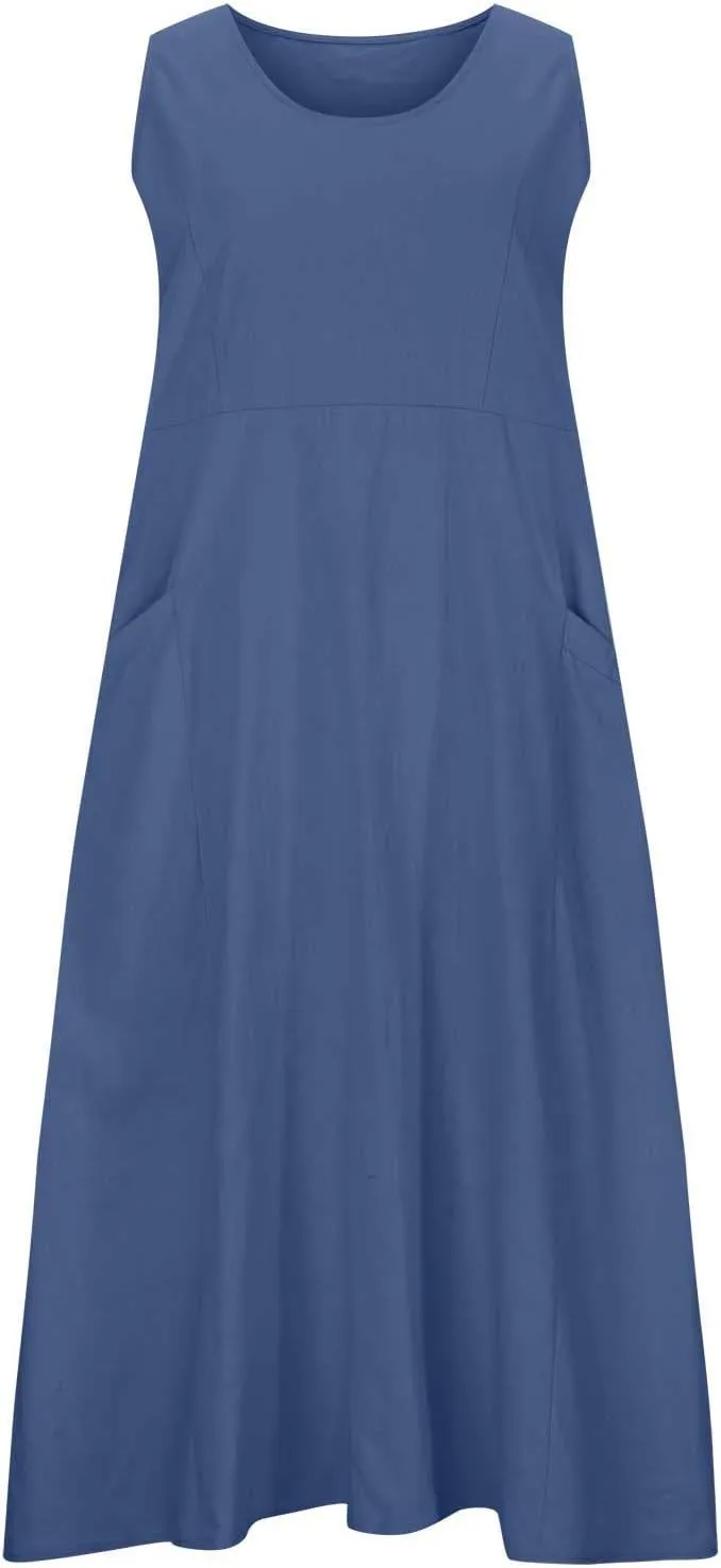 casual dresses for women summer sleeveless striped flowy ruffle dress long tshirt dress with pockets beach sundress