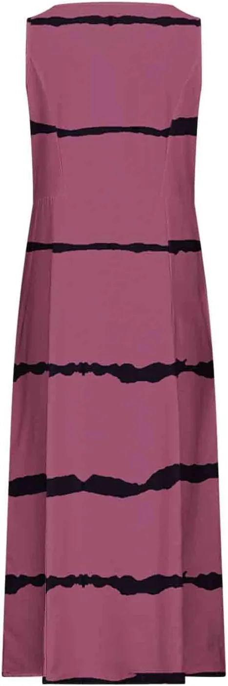 casual dresses for women summer sleeveless striped flowy ruffle dress long tshirt dress with pockets beach sundress