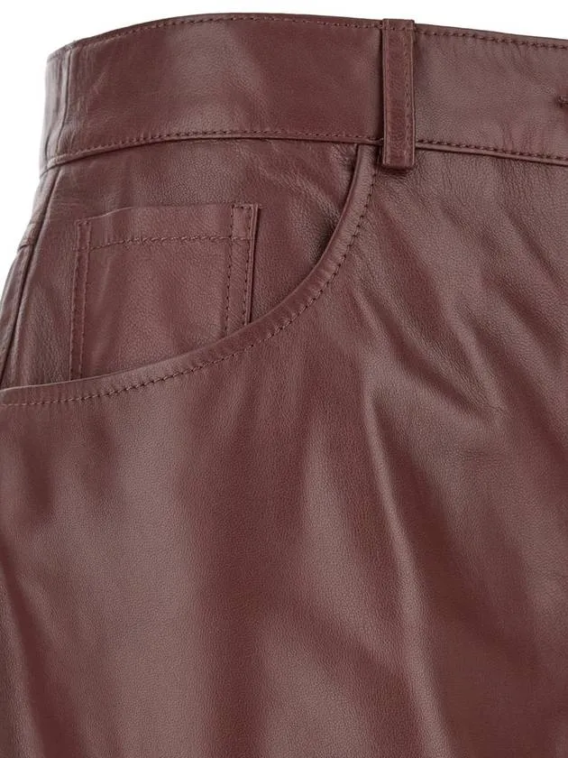 'Catania' Brown Wide Pants In Smooth Leather Woman