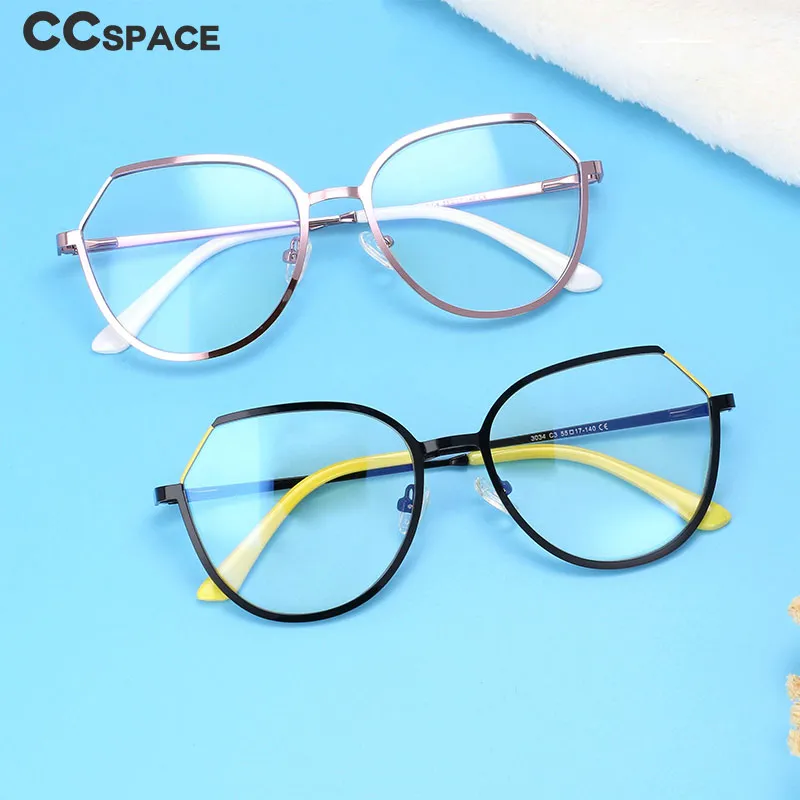CCspace Unisex Full Rim Round Cat Eye Alloy Frame Eyeglasses 54178