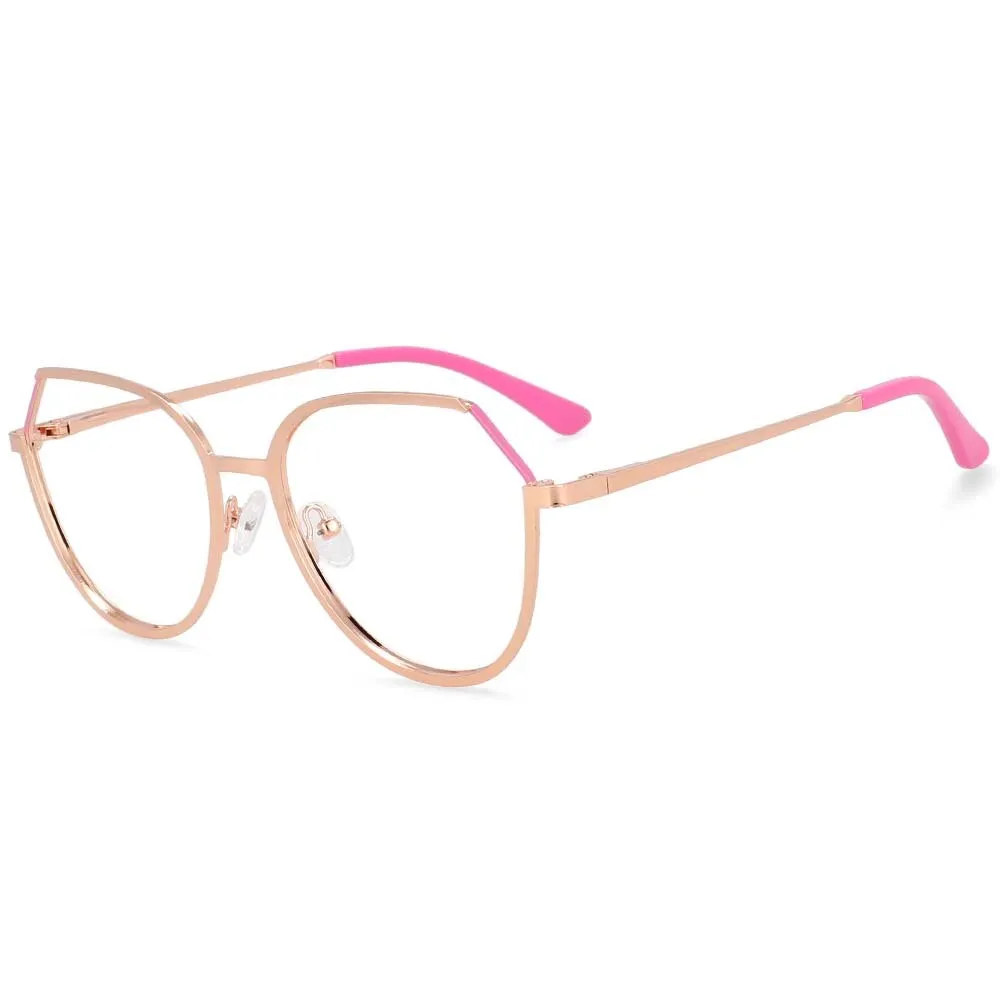CCspace Unisex Full Rim Round Cat Eye Alloy Frame Eyeglasses 54178