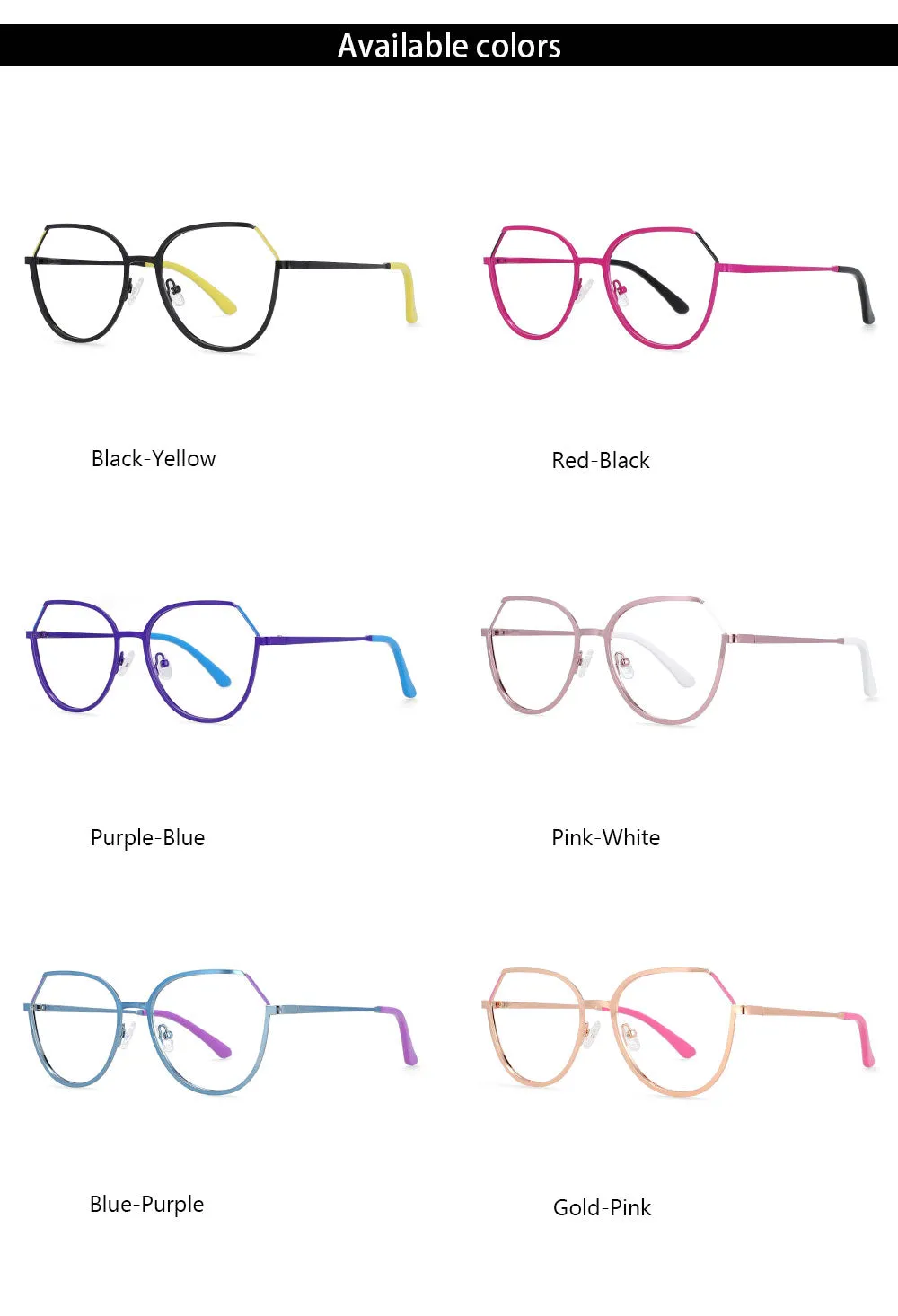 CCspace Unisex Full Rim Round Cat Eye Alloy Frame Eyeglasses 54178