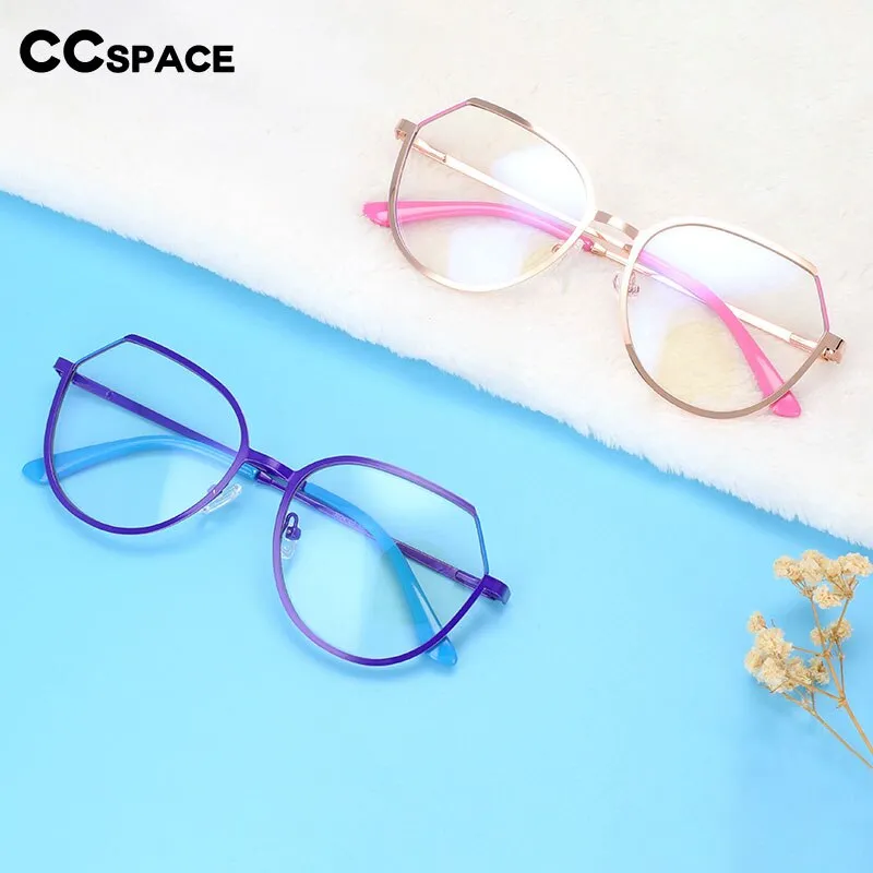 CCspace Unisex Full Rim Round Cat Eye Alloy Frame Eyeglasses 54178