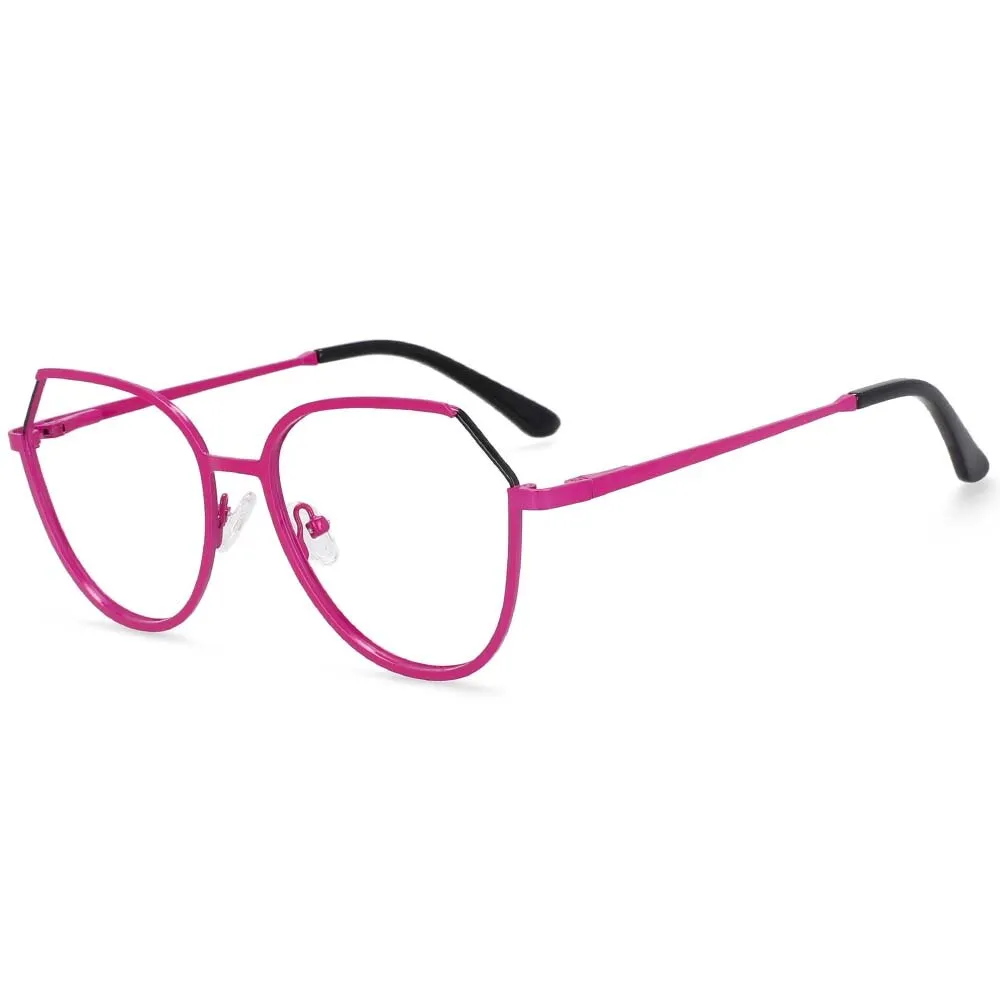 CCspace Unisex Full Rim Round Cat Eye Alloy Frame Eyeglasses 54178