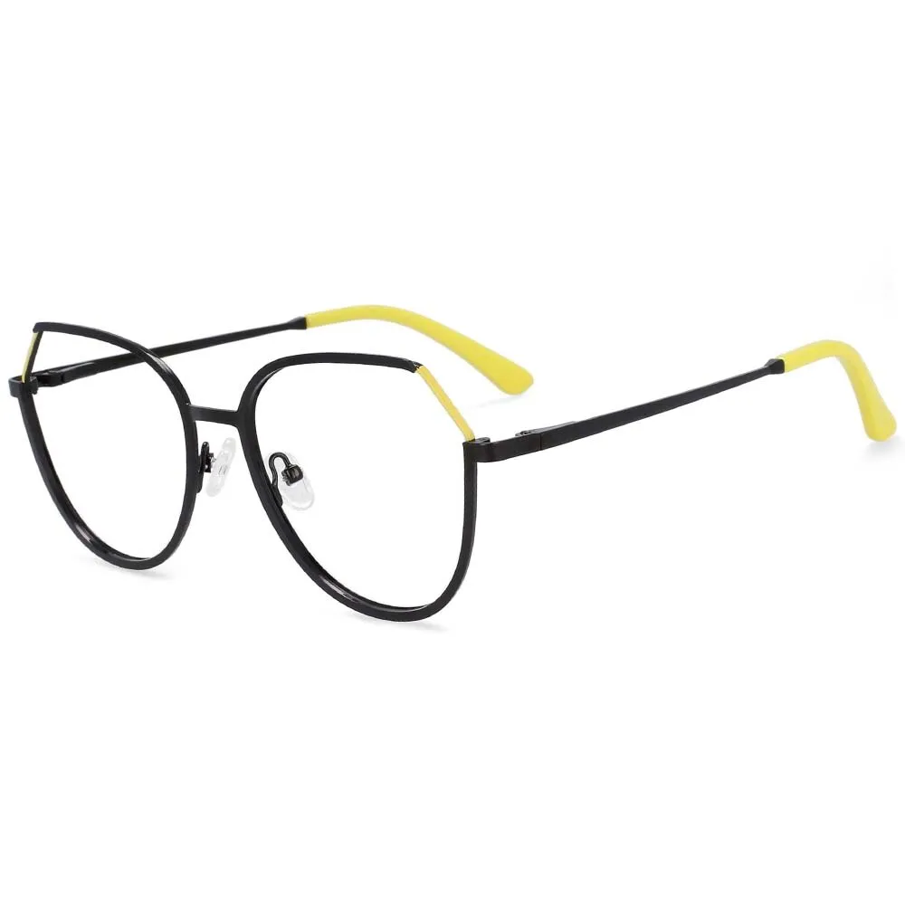 CCspace Unisex Full Rim Round Cat Eye Alloy Frame Eyeglasses 54178