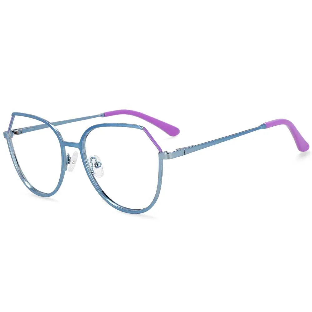 CCspace Unisex Full Rim Round Cat Eye Alloy Frame Eyeglasses 54178