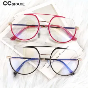 CCspace Unisex Semi Rim Oversized Round Double Bridge Alloy Eyeglasses 54071