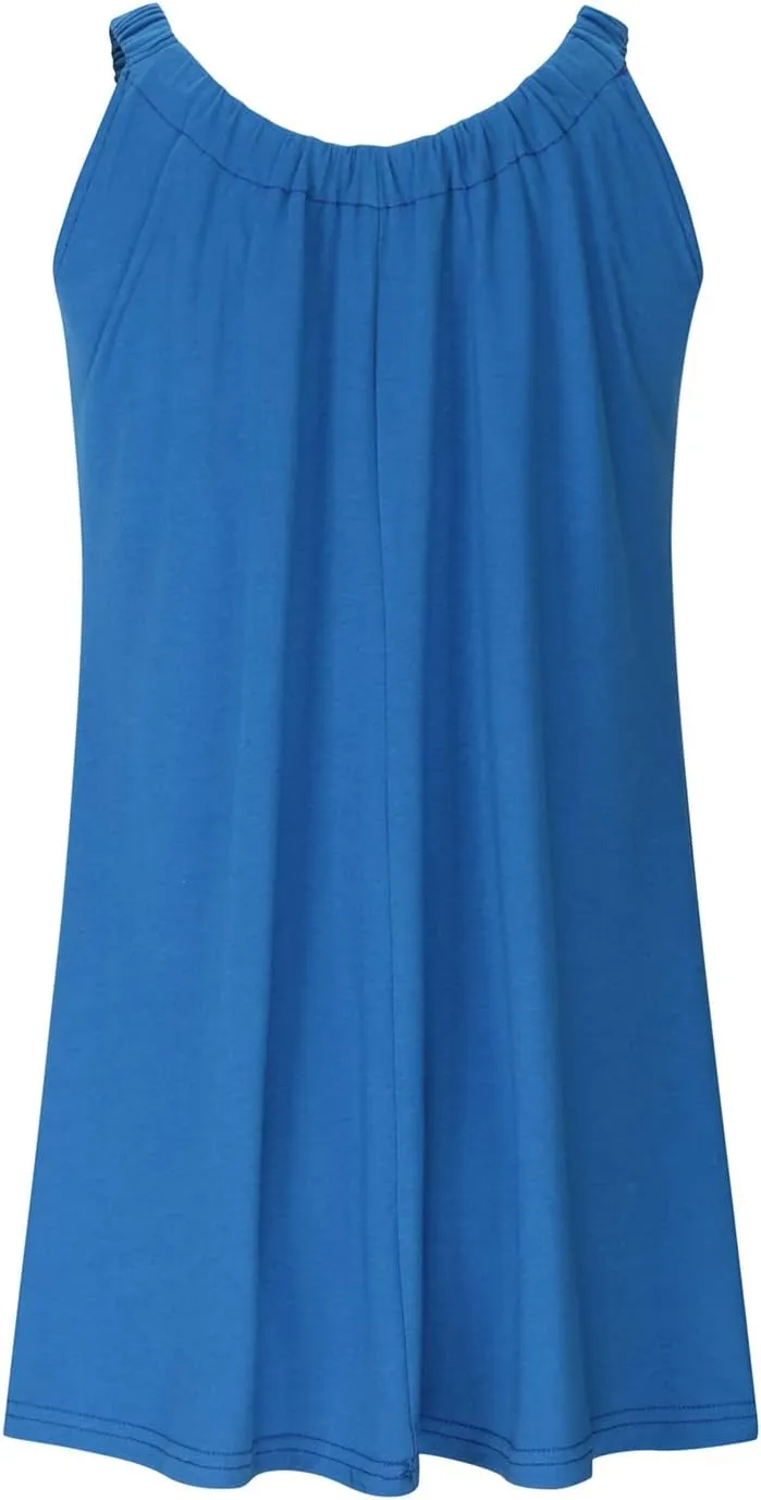 Ceboyel Womens Floral Print Mini Dress Sleeveless Beach Dresses Scoop Neck Summer Sundress Travel Clothes Cruise Wear 2023