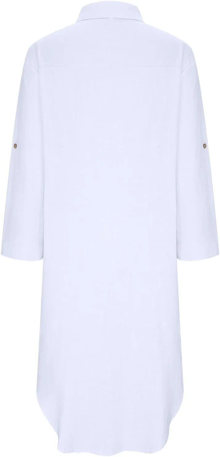 Ceboyel Womens Summer Causal Dresses Long Sleeve Dress Cotton Linen Shirt Dresses Dressy Trendy Ladies Outfits 2023