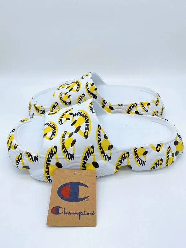 Champion Meloso Squish Smile Slide White/Yellow CP102209M