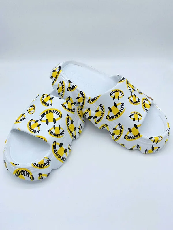 Champion Meloso Squish Smile Slide White/Yellow CP102209M